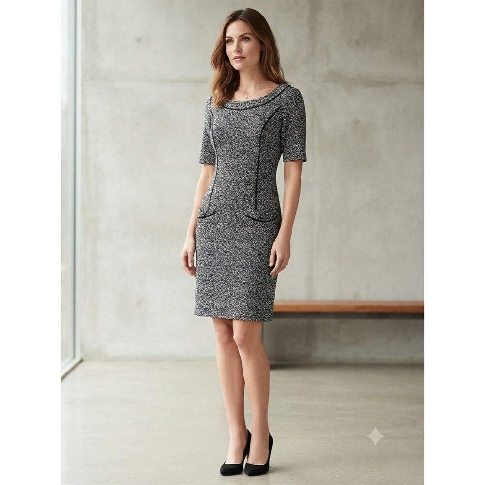 White House Black Market Black And White Tweed Dress